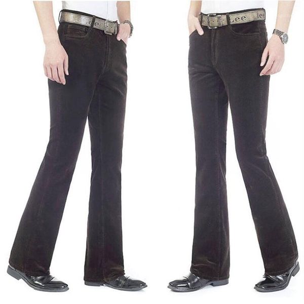 

casual pants men's autumn new micro-slip casual pants korean version of the elastic slim-sleeved corduroy flare1, Black