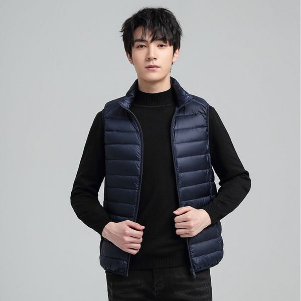 

2021 autumn and winter new lightweight down vt youth stand collar windproof casual coat men's cloth, Black