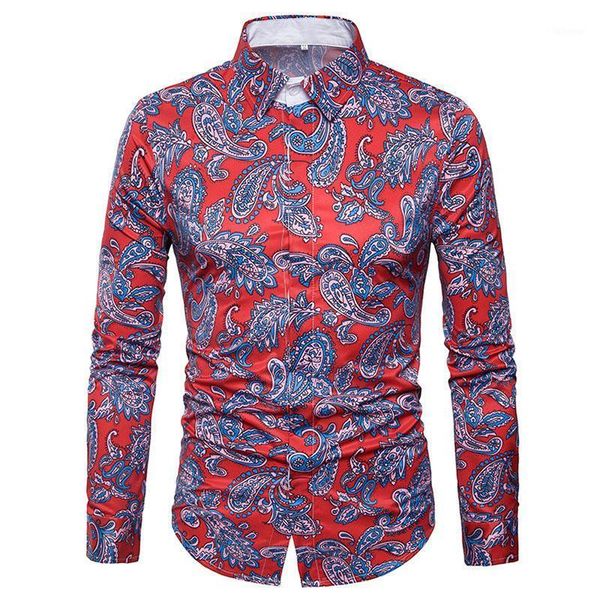 

fashion mens casual long sleeve paisley dress shirt 2021 spring new men slim fit shirts male camisa masculina 3xl1, White;black