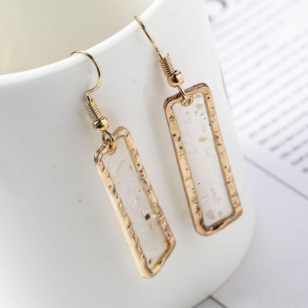 

ретро темперамент падение мотаться серьги заявление кристалл гравий прямоугольная shell серьги ювелирные изделия для женщин 2020 новая мода, Golden