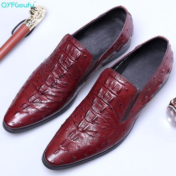 

qyfcioufu mens formal shoes genuine leather oxford shoes for men italian 2021 dress wedding laces leather crocodile1, Black