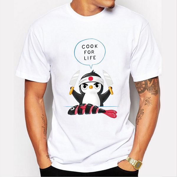 

penguin chef fashion short sleeve casual male cook for life funny design men hipster cool s sport hooded sweatshirt hoodie t shirt