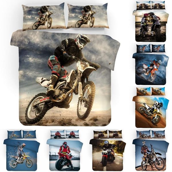 

motorcycle duvet cover sets motorbike rider motocross wild field mountain 3d printing,boys home bedroom decor bedding sets 1012