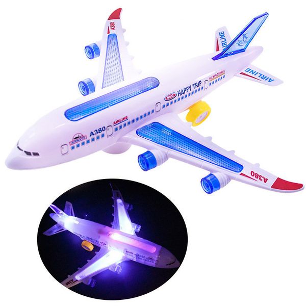 Aviões de crianças com luzes LED Avião de música brinquedos para crianças DIY Montado modelo de avião elétrico meninos meninos presente de aniversário lj200930