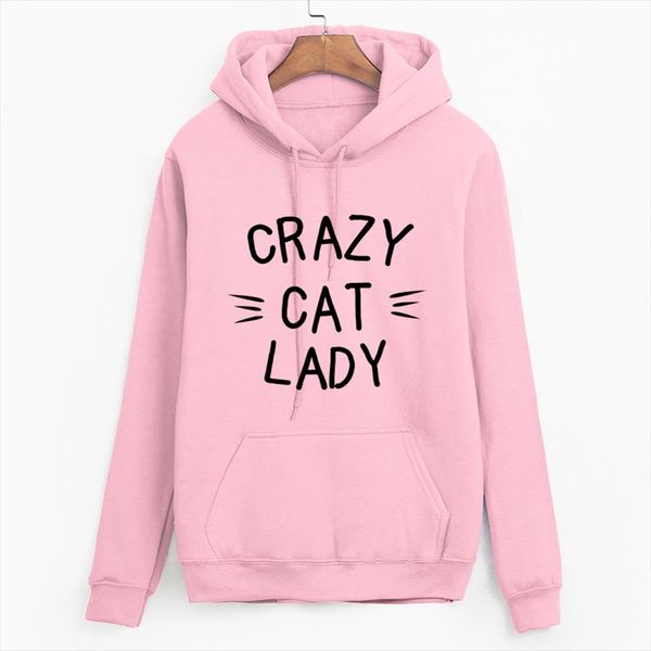 

пуловеры женские осень зимние флисовые кофты с длинным рукавом tracksuits crazy cat lady с капюшоном 2020 уличная одежда хип-хоп толстовки, Black