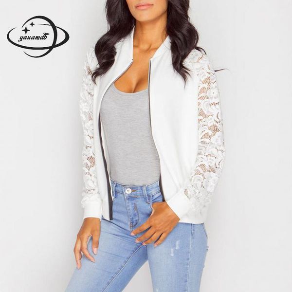 

yauamdb women jacket spring autumn s-2xl female lace coat ladies zipper pocket outwear slim casual o- neck fashion clothes ly271, Black;brown