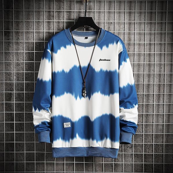 

2021 new mens autumn sweatshirts street fashion men hoodies crewneck o-neck long sleeve shirt striped sweatshirt 5xl bkxz, Black