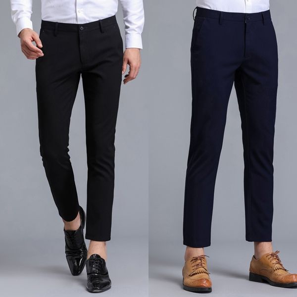 

qkzlw 2020 summer ankle-length business casual slim pants trendy men's suit casual pants rawjf trouserstrousers rawjf trousers men&#039, Blue