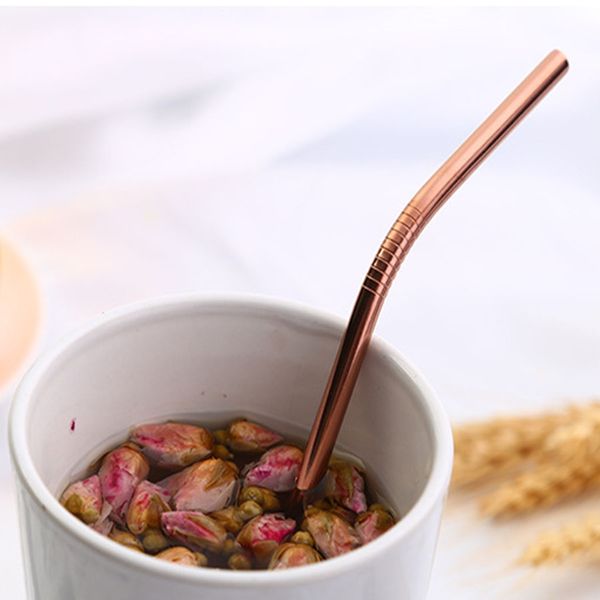 

6*215mm 304 stainless steel straw reusable drinking straws sliver metal straw cleaning brush home party wedding bar drinking tools