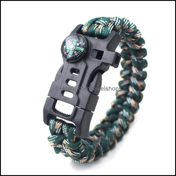 

cuff bracelets jewelry handmade mtifunction outdoor cam survival whistle compass bracelet colorf 550 paracord for men drop delivery 2021 4uw, White