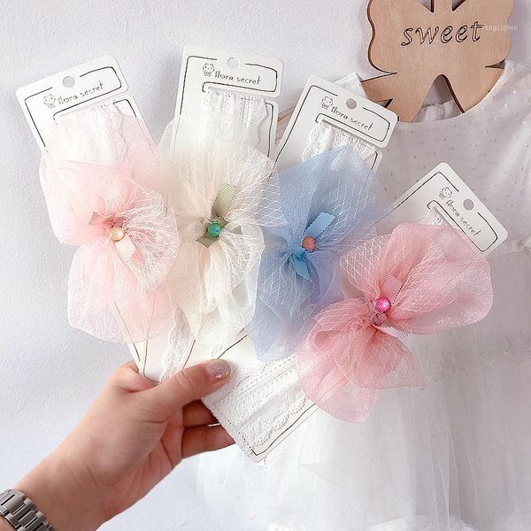 

hair accessories 2021 korea style simple girl headbands cute baby bubble yarn bow lace hairbands for children fashion accessories1, Slivery;white