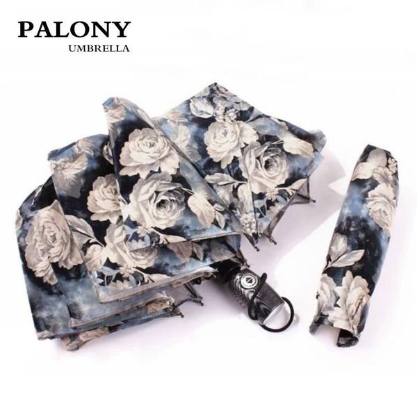 

palony strong wind creative retro pattern beautiful painting women rose 3 folding matic umbrella sunny and rainy umbrella wmtlbf