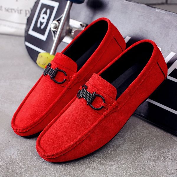 

fast shipping summer men fashion flat shoes slip on men casual shoes comfortable suede leather lightweight breathable lazy loafers, Black