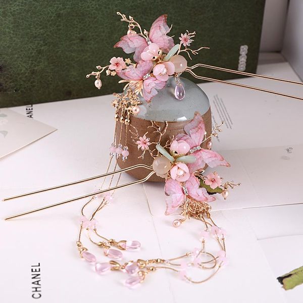 

ancient traditional chinese hairpin hanfu headdress butterfly tassels super fairy hair accessory classical stick step shake