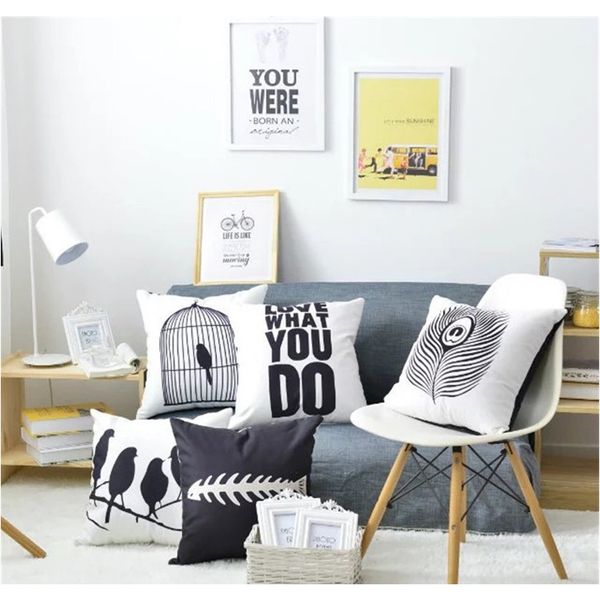 

2019 толстые плюшевые супер мягкие подушки 4545 домашний декор подушки подушки простой черно-белый бросок наволочка украшения новый f jllzlc