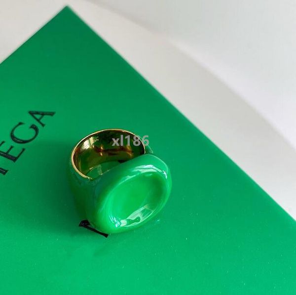 

2021 green enamel designer women's ring fashion jewelry original box send, Silver