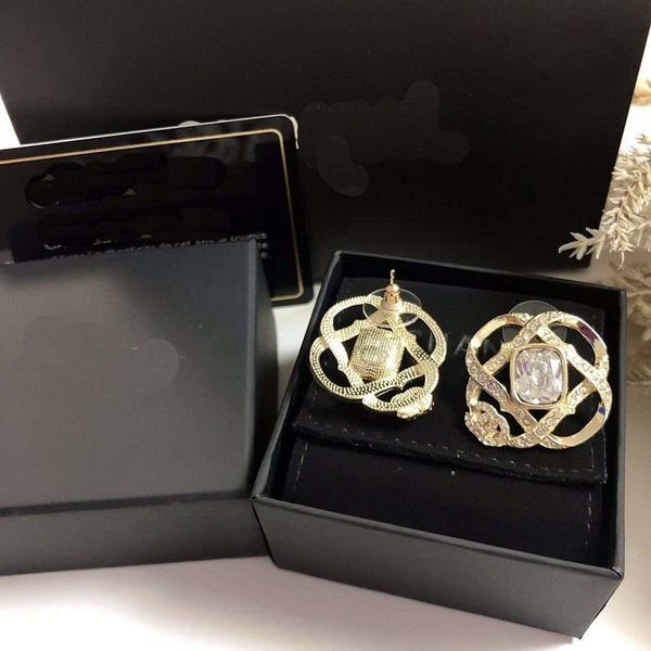 

xiangjia xiaoxiangfeng двойной c серьги способа, вода бриллиант s925 серебряная игла, Golden