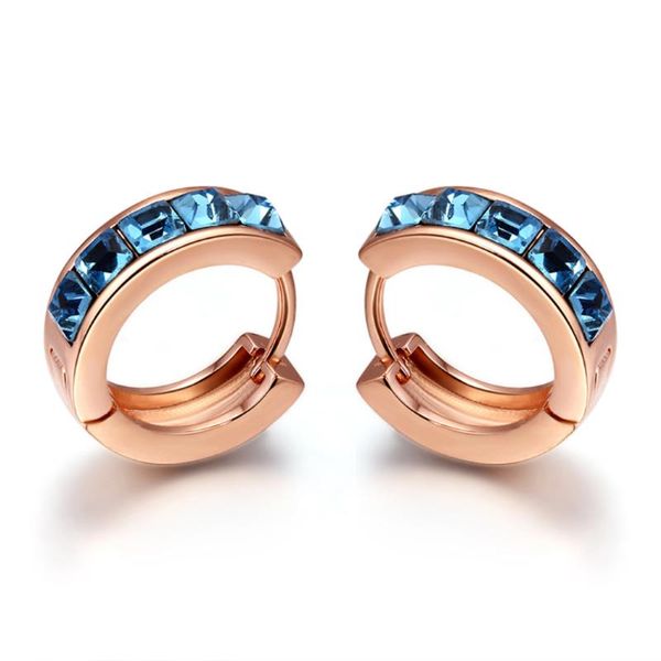 

2021 new classic round circle hoop earrings with genuine crystals from for girlfriend valentine's day gift, Golden;silver