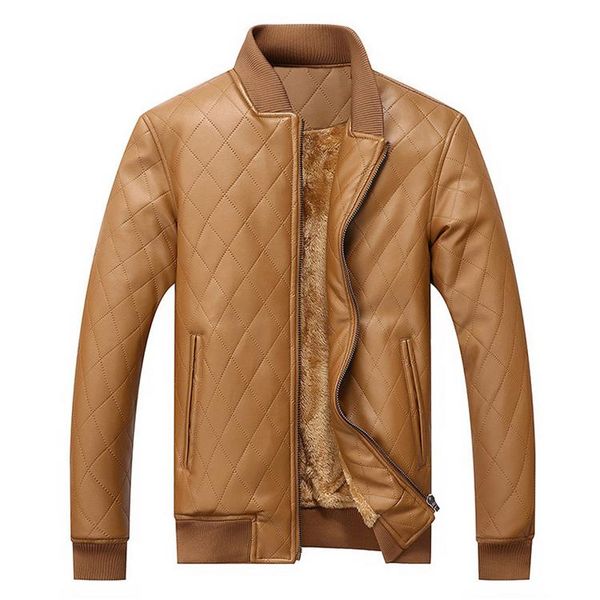 

winter men's leather jackets thermal thick pu coat male fleece jacket motorcycle outwear mens brand clothing j6t559, Black