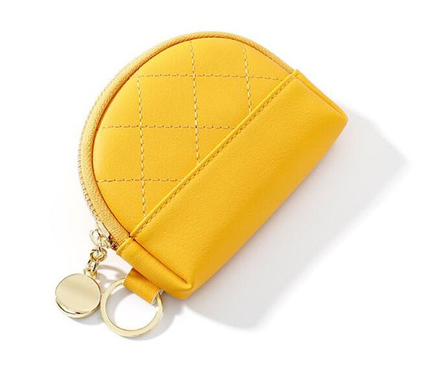 

20pcs women pu cute semicircle plain min zipper coin purses mix color, Red;black