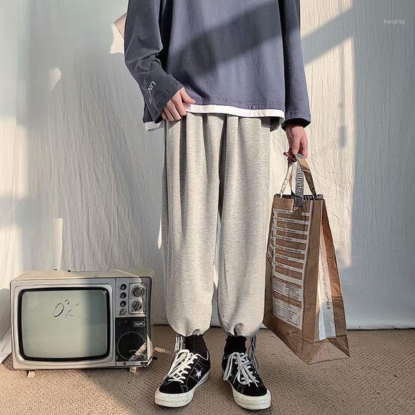 

summer thin casual pants men's fashion solid color drawstring joggers pants men streetwear hip hop loose straight trousers mens1, Black