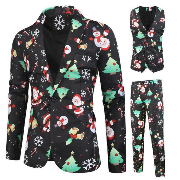 

litthing mens christmas suit different prints xmas prom costume include jacket pants waistcoat fashion men celebrating1, White;black