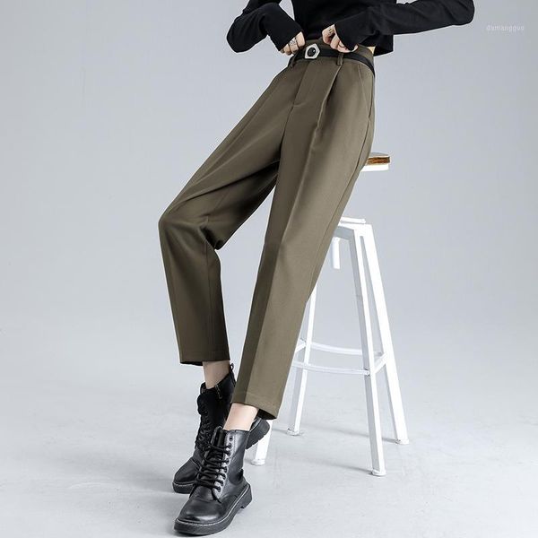 

black casual suit female high waist woman plus large size boyfriend for women's clothing 2020 trouser pants d01721, Black;white