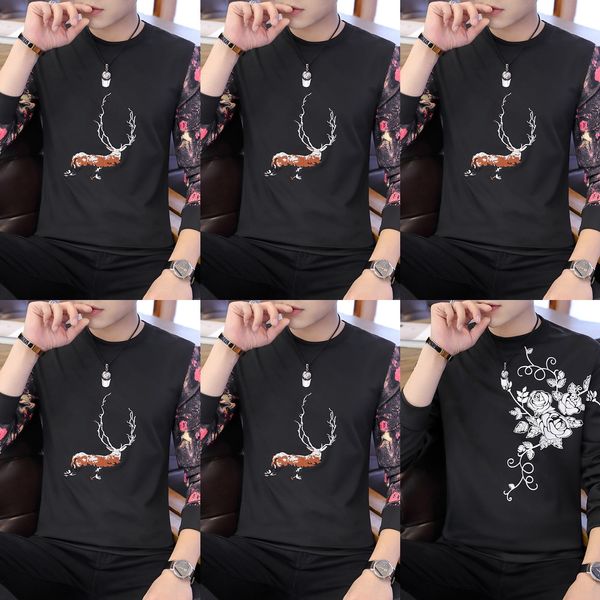 

spring 2020 new long sleeve korean sweatertrendbottoming fashion spring 2020 new men's long sleeve sweater korean sweater sweatertrendb, Black