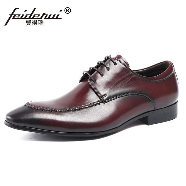 

2020 new arrival formal derby man dress shoes genuine leather handmade retro oxfords luxury men's bridal wedding flats js257, Black