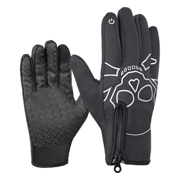

wheel up winter water resistant windproof touch screen non-slip thermal gloves for cycling, Blue;gray