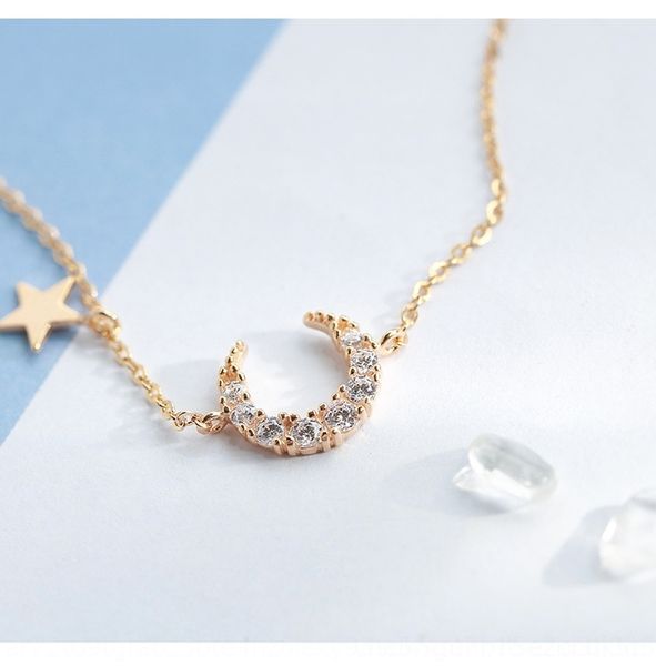 

e6m5q women's moon sterling silver star 925 korean minority net red ins bracelet braceletnational braceletcool wind flash diamond tempe, Golden;silver