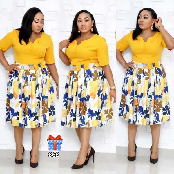 

african clothes elegant a-line dress women 2019 summer printed patchwork short sleeve bow knee length dress office lady l-xxxl1, Red