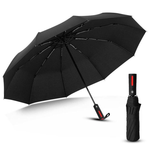 

strong wind resistant 3folding matic umbrella men women rain 10ribs large umbrellas business portable long handle parasol bbyezc lipper