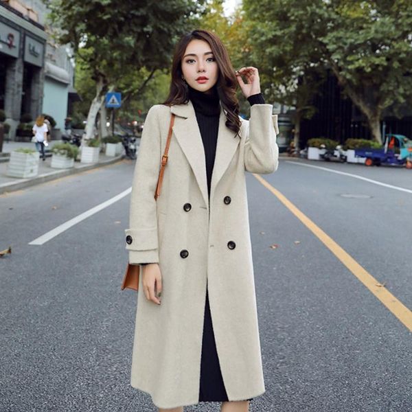 

women's wool & blends autumn winter coat women jackets office ladies outerwear clothing 2021 fashion elegant korean style work wear coa, Black
