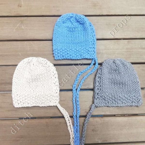 

thick hat, newborn pgraphy props handcraft baby hand knit milk cotton thick bonnet baby pgraphy clothing1, Yellow