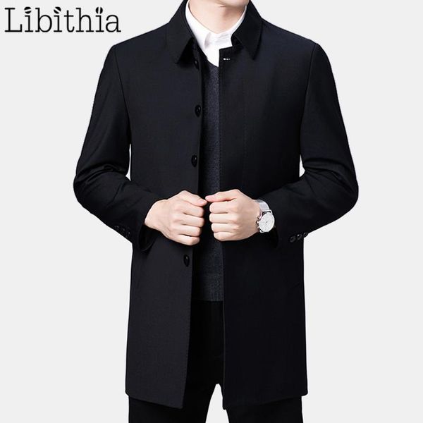 

men's trench coats mens casual jackets long style buttons coat men winter autumn navy blue grey clothes male r095, Tan;black