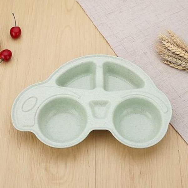 

high standard kids dinner plate safety wheat straw material lovely car shape children dish home use baby divider tableware dh0045