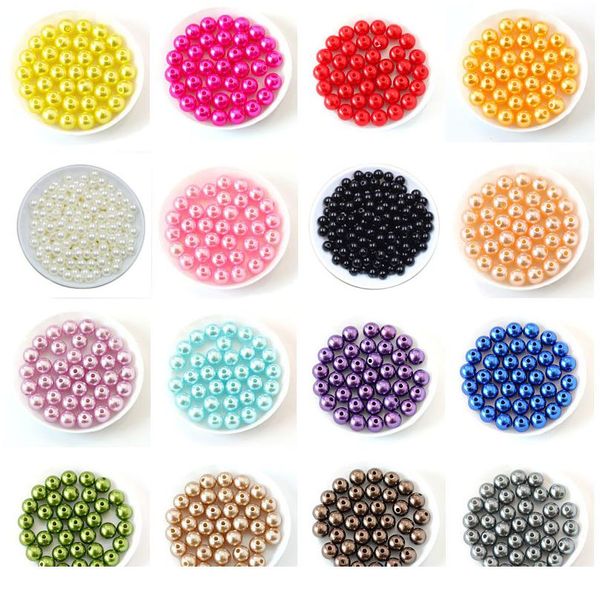 

100pcs/bag with hole abs imitation pearl beads 4/6/8/10/12mm round plastic acrylic spacer bead for diy jewelry making sqciqg