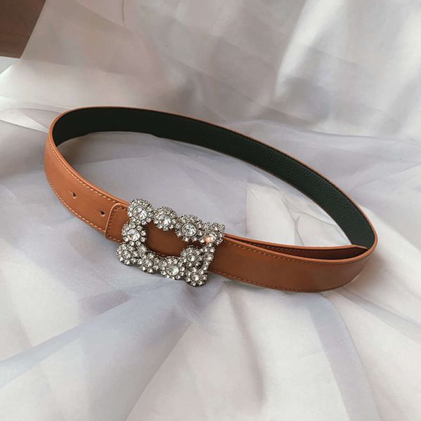 

summer fashion waistband, spring rhinestone inlaid crystal pu leather belt, women's jeans and skirt, versatile casual belt, Black;brown