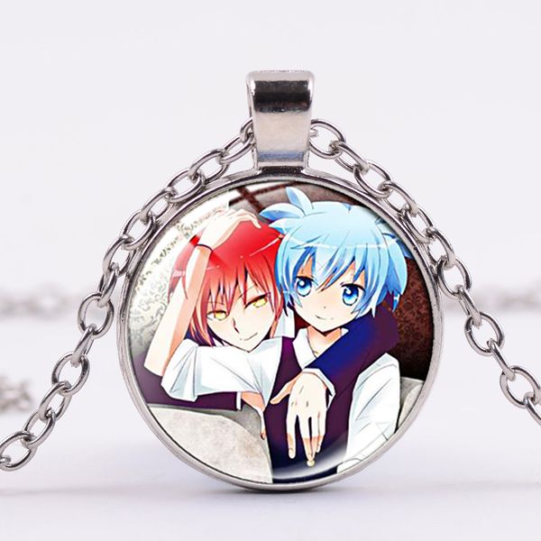 

assassination classroom necklace yellow akabane karuma kyoushitsu akabane anime handmade crystal pendant for fans jewelry, Silver