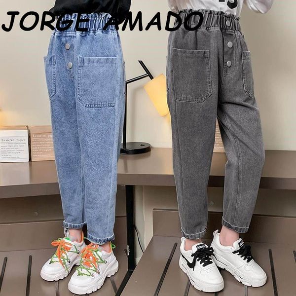 

девочки джинсы 2020 новые детские брюк детской сплошной цвет джинсы девушка досуг сгущает брюки baby girl одежда ajl001, Blue