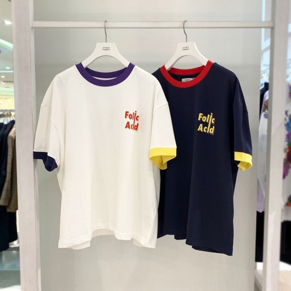 

new simple and versatile letter sleeve color matching t-shirt-t078 new simple and t-shirt t-shirt versatile letter sleeve color matching t-s, White