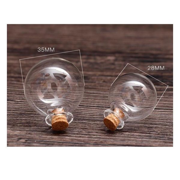 

28/35mm perfume essential oil vial glass round ball orb wish glass bottle jars pendant with cork findings jewelr jllpdn, Black