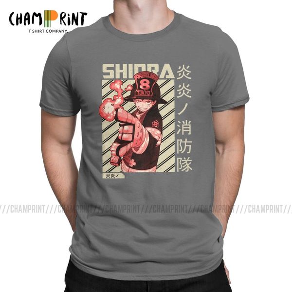 

men's shinra fire force anime fashion short sleeve firefighter hero crew neck clothes big size sport hooded sweatshirt hoodie men t shi