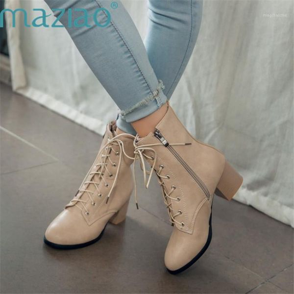 

boots fashion women's ankle lace up med heels pointed toe autumn winter snow ladies cross strap shoes maziao1, Black