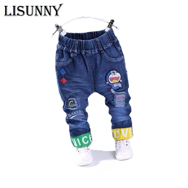 

2020 new spring autumn fashion doraemonbota jeans boys baby casual pants fashion kids jean boy trousers children denim 1-6y q1219, Blue