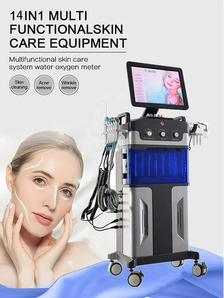 

14 in 1 hydra oxygen dermabrasion aqua peeling machine hydro skin deep cleansing hyperbaric therapy microcurrent ultrasound anti aging beaut