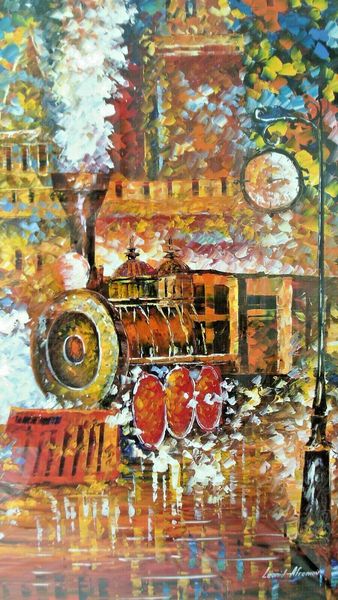 

afremov canvas art "last train" home decor handpainted &hd print oil painting on canvas wall art canvas pictures for living room 2