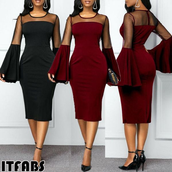 

new solid color elegant women slim fit business office work formal evening party bodycon pencil dress1, Black;gray