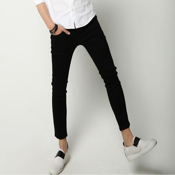 

qvcle new trendy black ankle-length trousers and style fashion korean trouserssummer slim pants ankle-length trendy men's black new fit, Blue